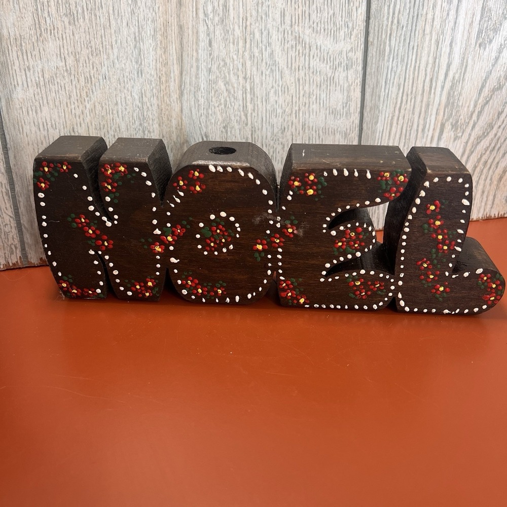 VTG Hand Crafted Wooden Letters JOY Christmas Decor 9.5" Rustic‎ Holiday Decor